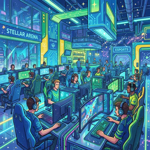 Retrofuturistic Esports Gaming Club Illustration