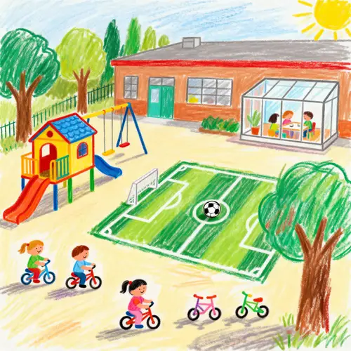 Colorful Child-Like School Drawing