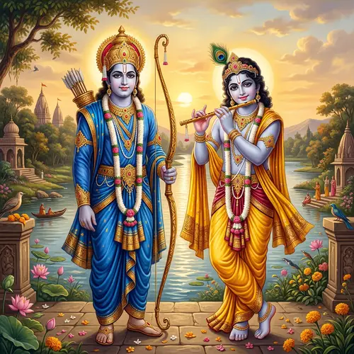 Lord Rama and Lord Krishna Art: Spiritual Harmony of Ancient India