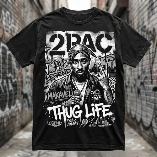 Cool 2Pac Themed T-Shirt Design - Urban Street Art