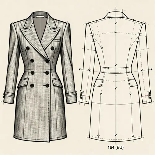 Double Breasted English Coat Pattern for Teens