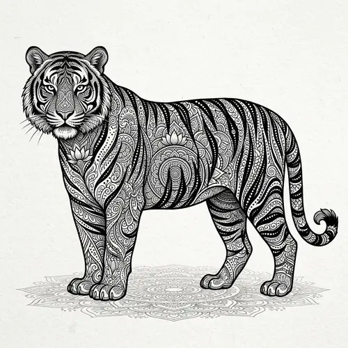 Mandala Style Tiger Art: Elegant Patterns Inside