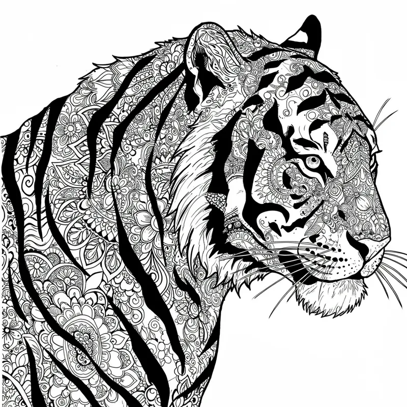 Mandala Style Tiger Art: Elegant Patterns Inside