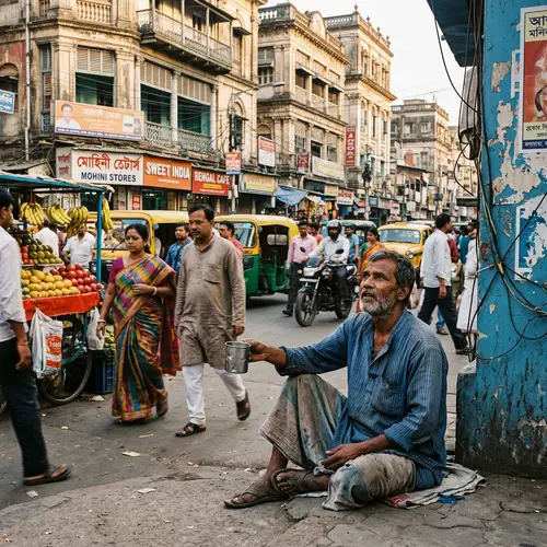 Beggar in India | Hopeful Man Seeks Generosity on City Street