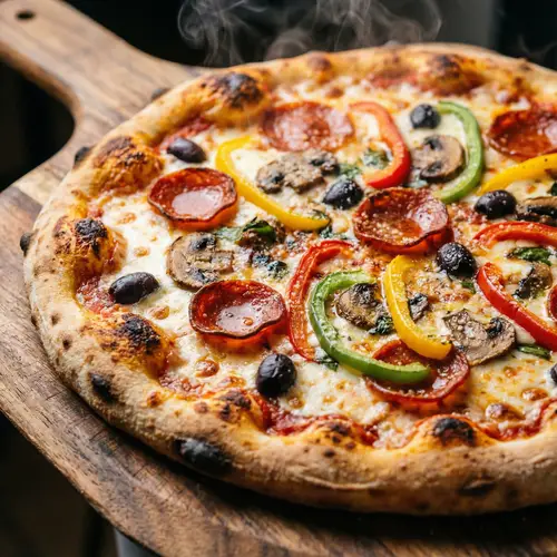 Freshly Baked Pizza with Colorful Toppings | Delicious Pizza