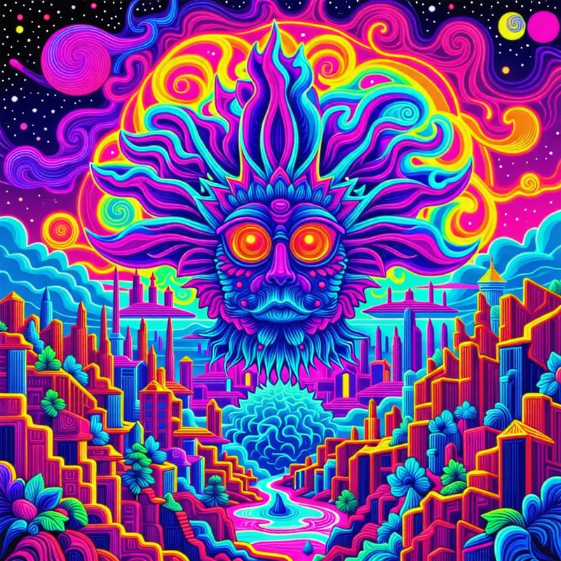 Neon Psychedelic Fantasy World Neon Psychedelic Fantasy World