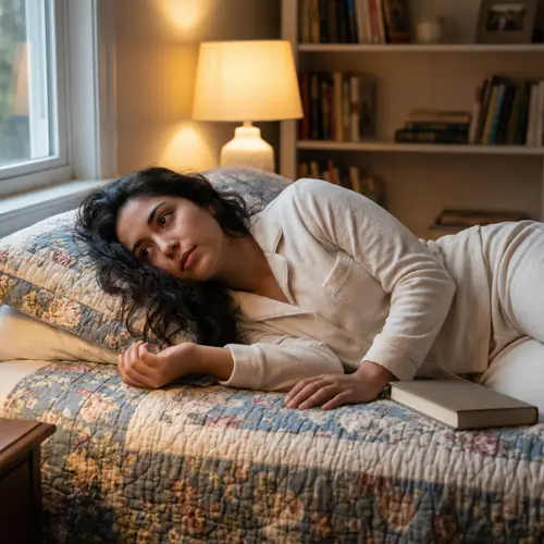 Hispanic Girl in Comfortable Pajama Set on Bed