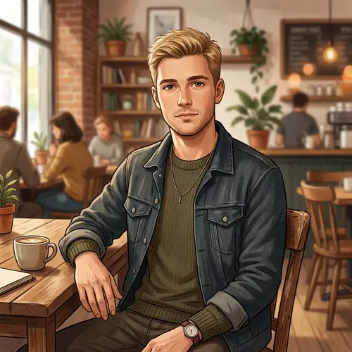 Male Figure with Blonde Hair and Brown Eyes