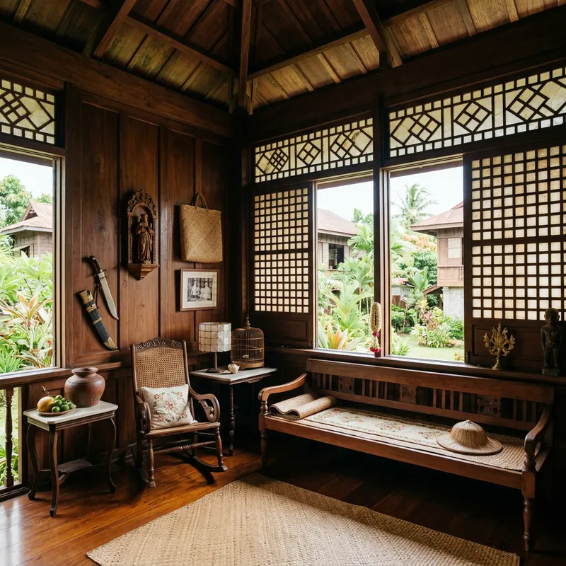 Traditional Filipino Capiz Window House Background