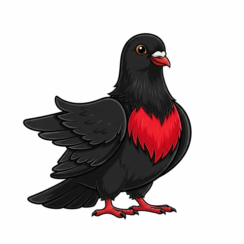 Unique Black and Red Dove Mascot Design