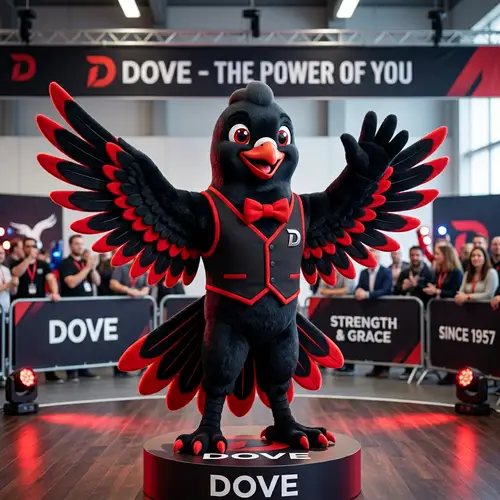 Unique Black and Red Dove Mascot Design