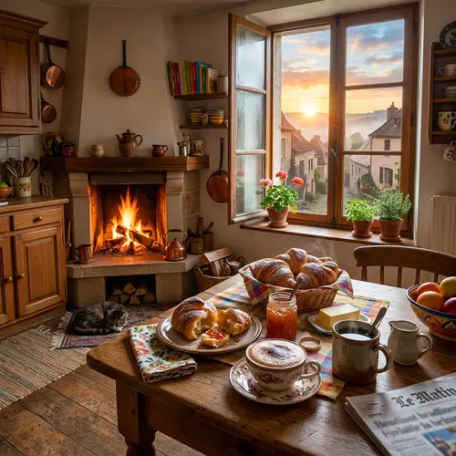 Photorealistic Kitchen Breakfast Scene
