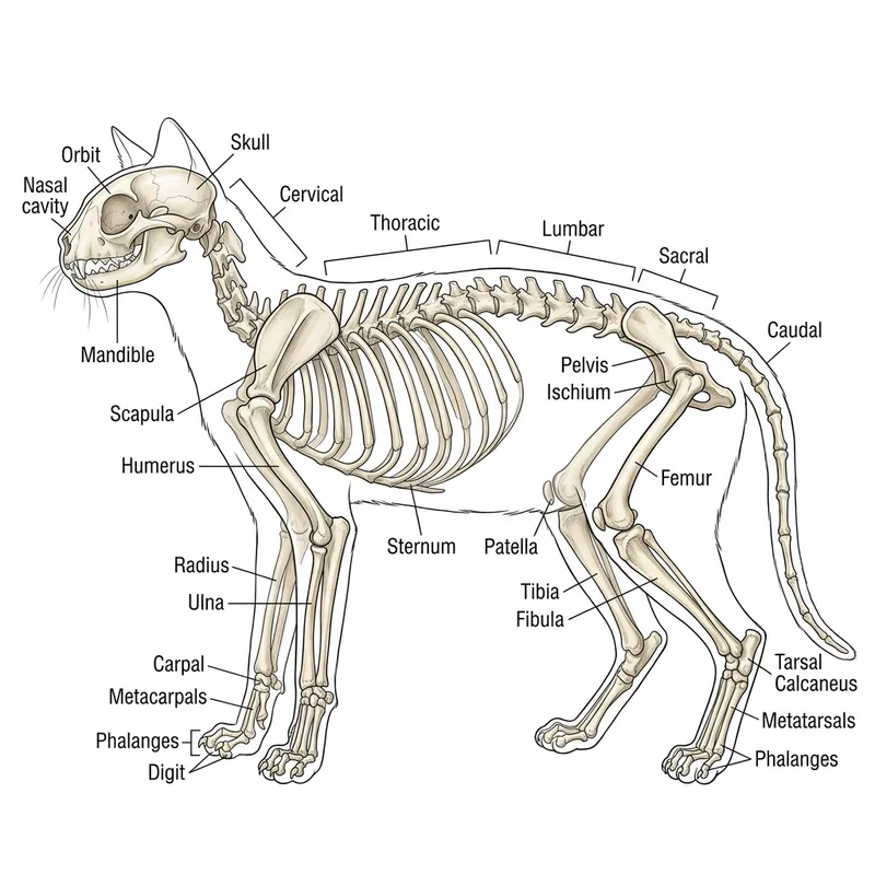 Cat Skeleton - Anatomy Illustration