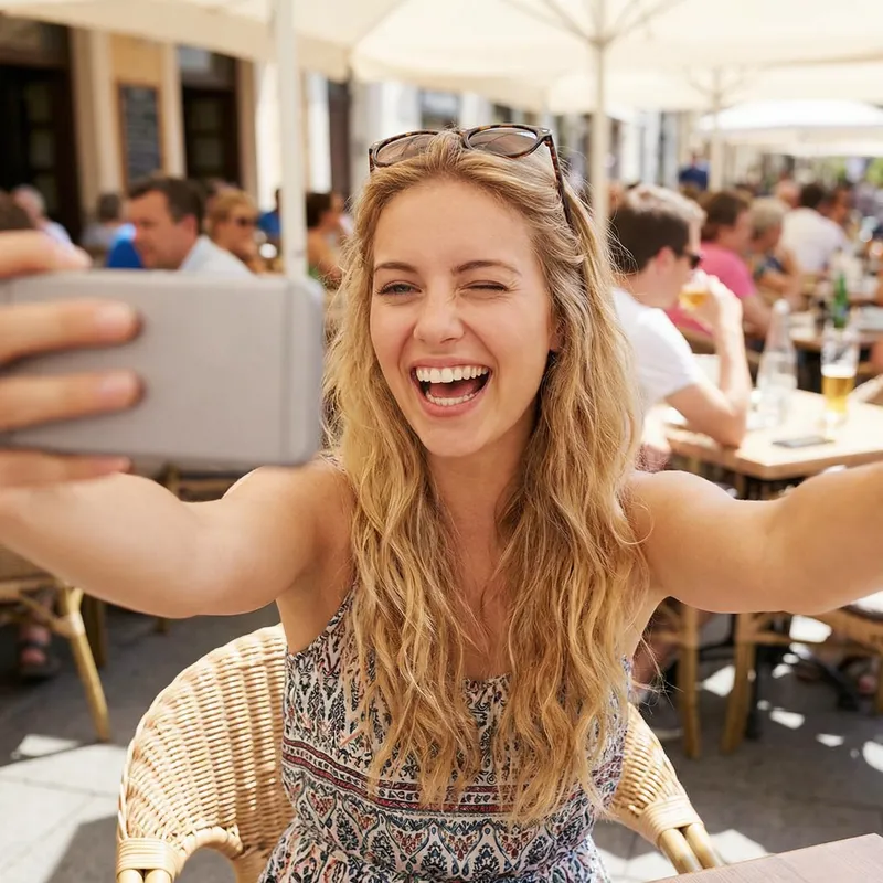 Fun and Sexy Blonde Selfie