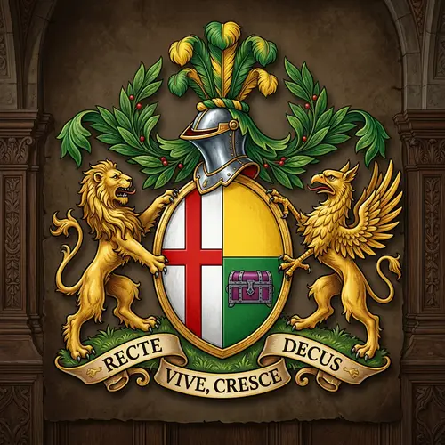 Italian Heraldic Shield Design with Emblematic Elements