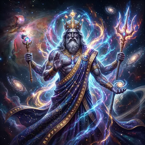 Mythological Deity Exuding Cosmic Energy | Divine Figure