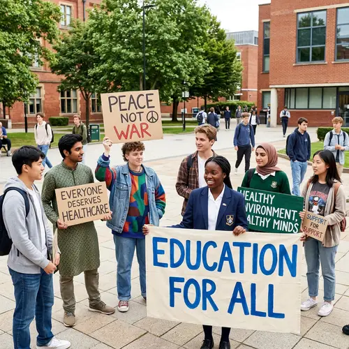 Diverse Students Advocate for Government Policies on School Campus