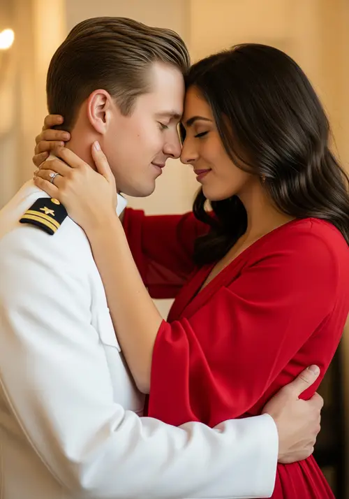 Romantic Embrace of a Couple in Love