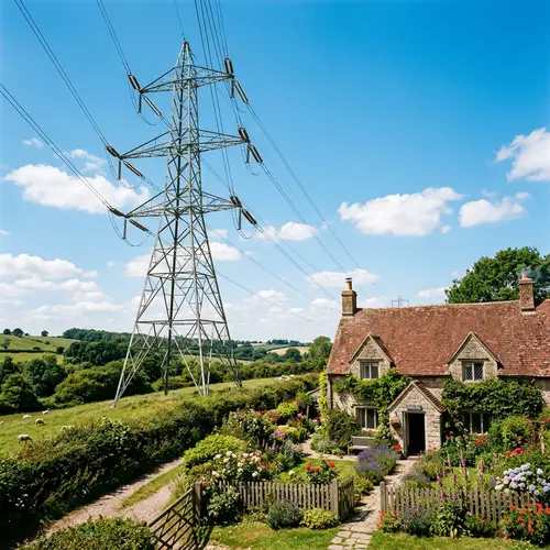Unique UK Electricity Pylon by English Cottage | Industrial-Organic Contrast