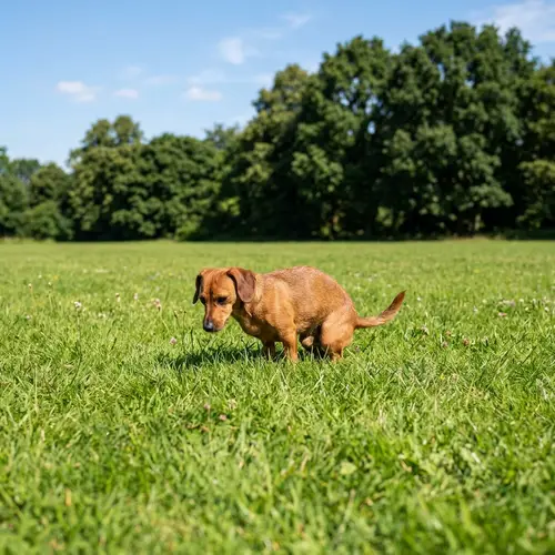 Small Brown Dog on Green Grass Field