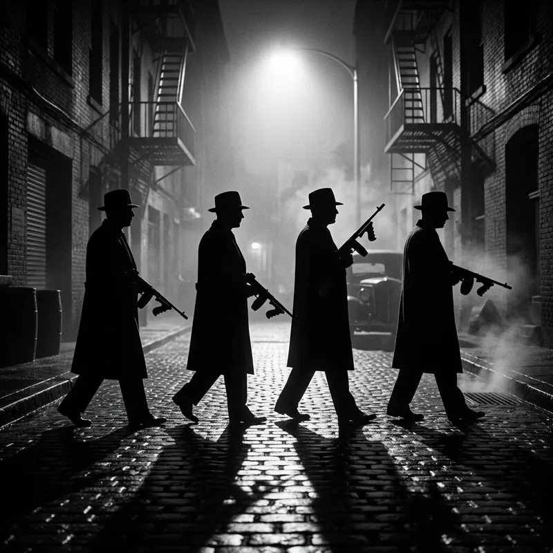 Gangster Silhouettes with Tommy Guns - Unique Art