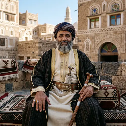 Majestic Yemeni Sheikh in Traditional Attire
