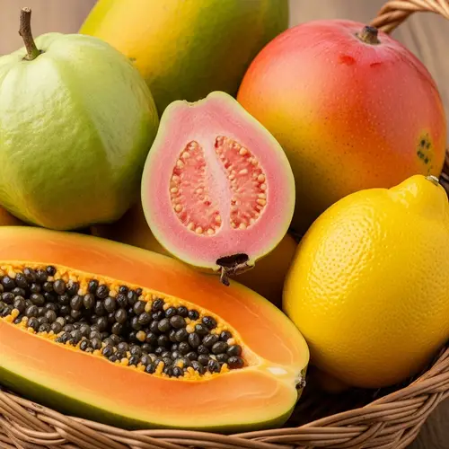 Fresh Fruit Basket: Guava, Mango, Papaya & Lemon