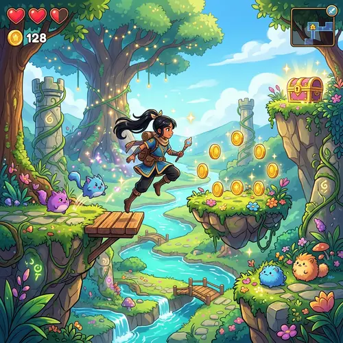 Charming Anime Platformer Adventure Game with South Asian Protagonist