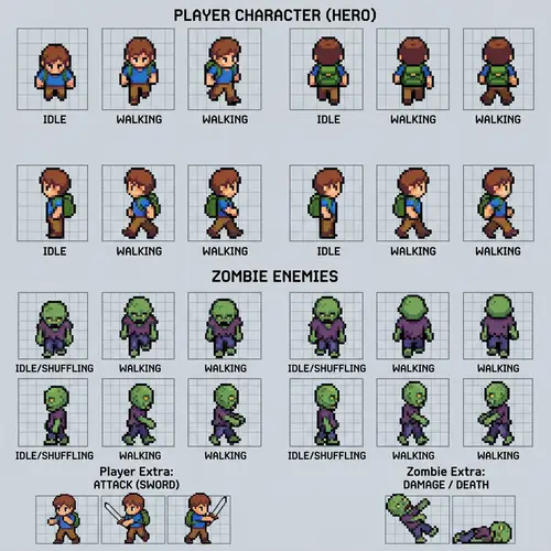 Top Down Zombie Game Sprites Sprite Direction