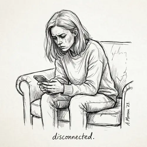 Caucasian Woman Expressing Profound Sorrow with Mobile Phone