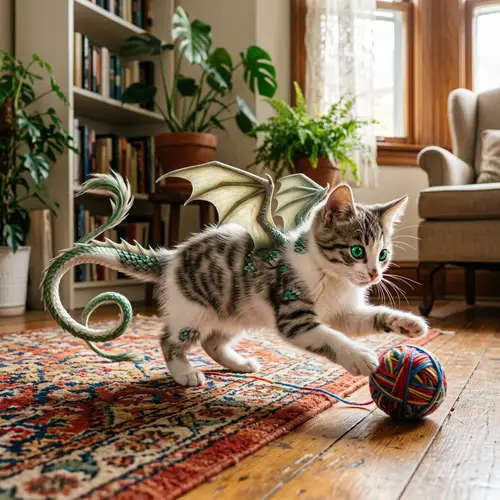 Cat Dragon Hybrid: Unique Cross-Species Creature for Adoption