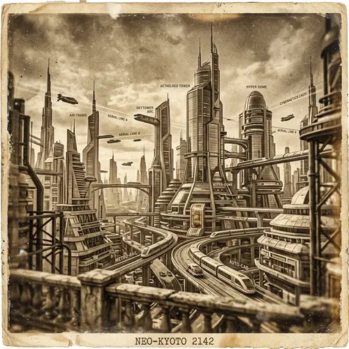 Captivating Futuristic Cityscape Shot with Retro Camera