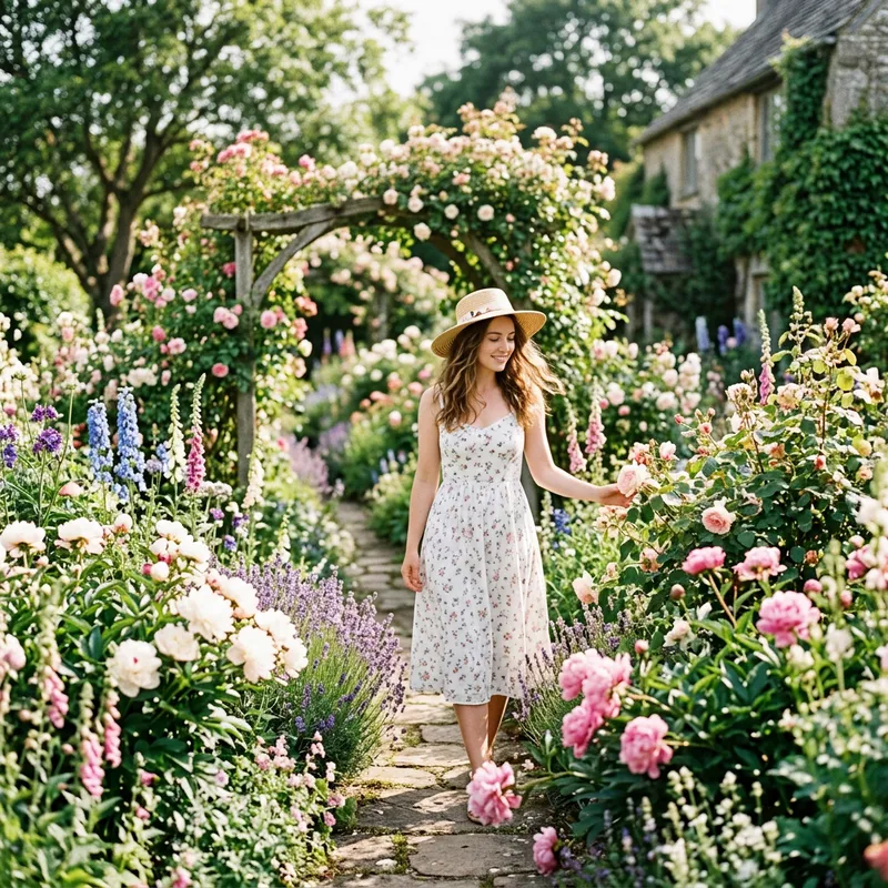 Beautiful Girl in a Blooming Garden