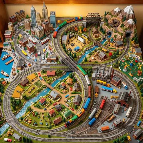 Intricate N Scale Model Train Layout: Urban and Rural Scenes