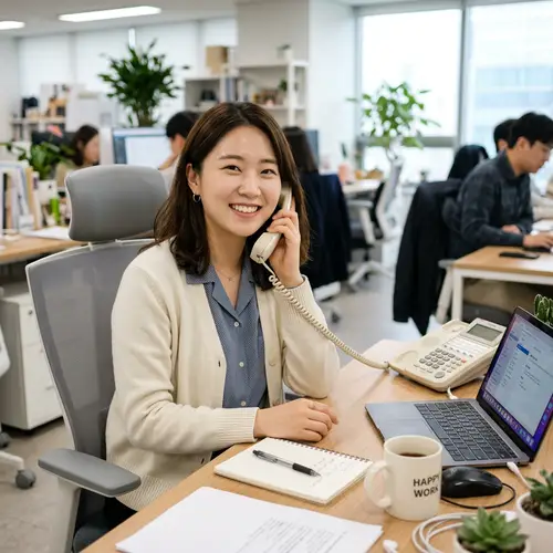 Cute Korean Lady in Casual Office Wear