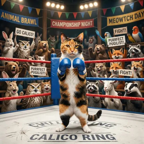 Calico Cat in Boxing Ring | Fun Animal Match-Up