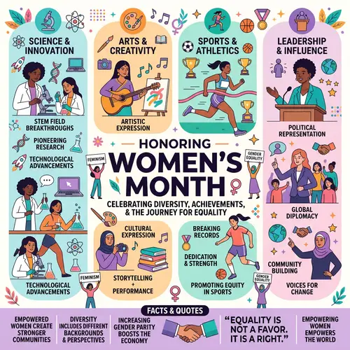 Empowering Women's Month Infographic: Celebrating Diversity & Achievements