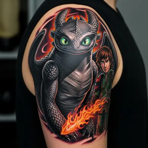 Night Fury Tattoo with Hiccup - Epic Design