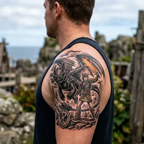 Night Fury Tattoo with Hiccup - Epic Design