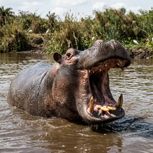 Realistic Hippopotamus Image in a Natural Setting