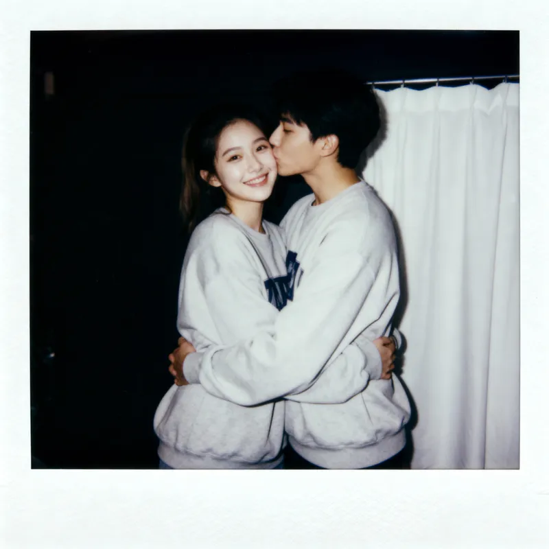 Spontaneous Polaroid Style Photo of Two Friends