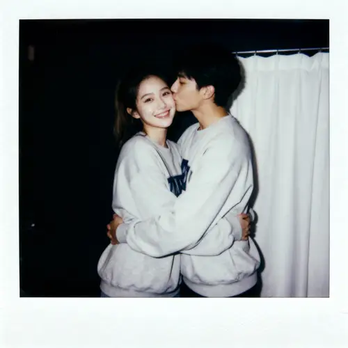 Spontaneous Polaroid Style Photo of Two Friends