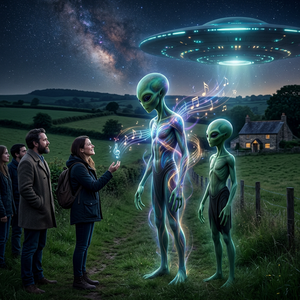 Alien Energy Connection in Garden | Reaching Human Soul | AI Art Generator | Easy-Peasy.AI