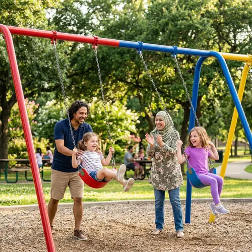Joyful Family Day at the Park with Swing Fun