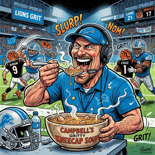 Dan Campbell's Humorous Kneecap Soup Scene