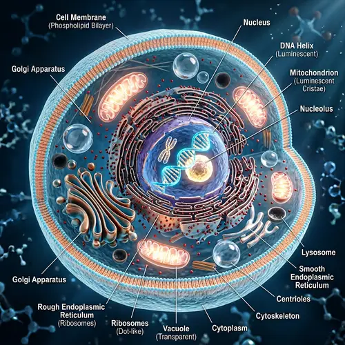 3D Model of Human Cell: Detailed Organelle Structures