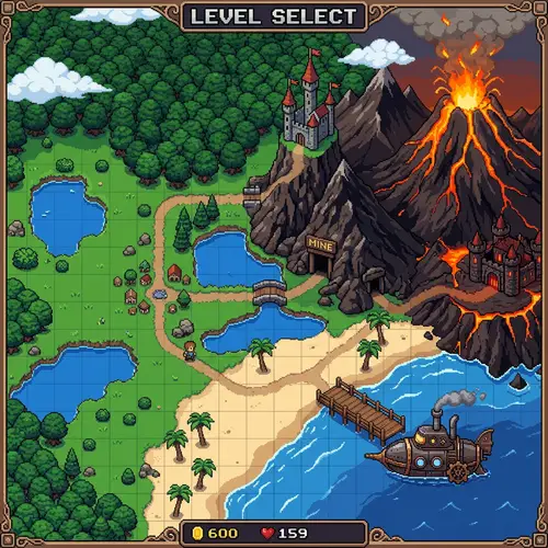 Pixel Art Diverse Landscape: Adventure & Curiosity in Pixel Style