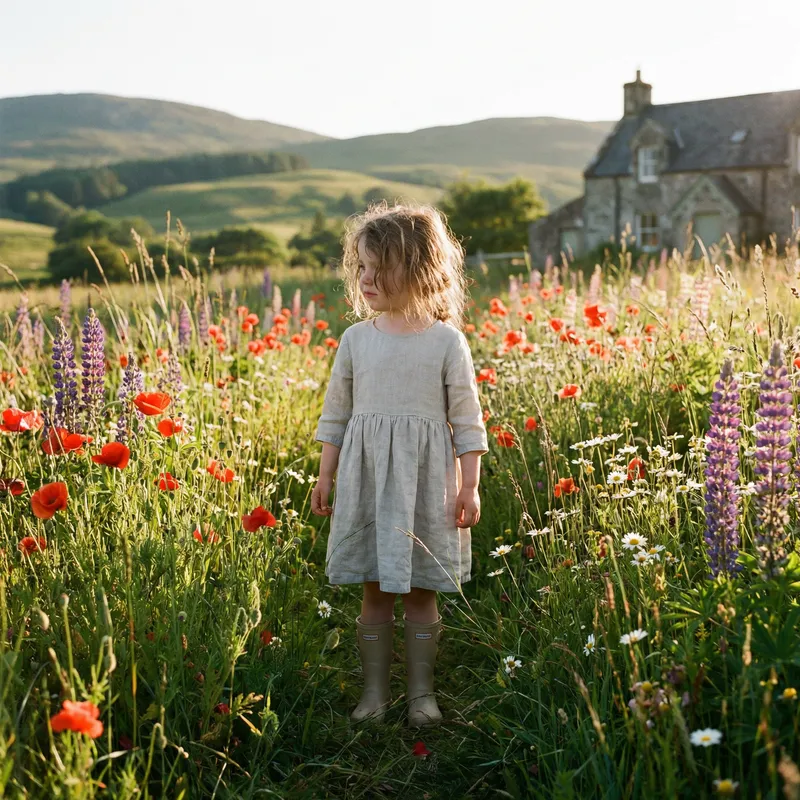 Girl in a Beautiful Flower Field