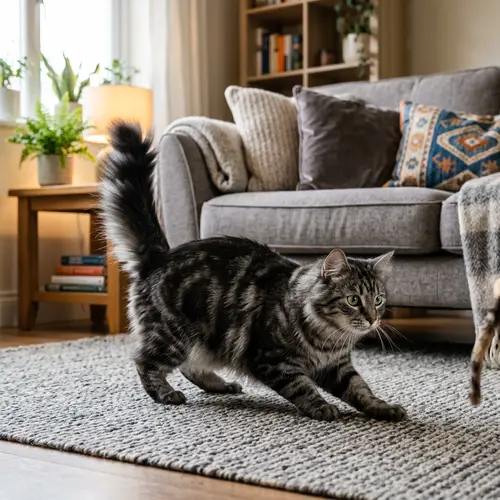 Elegant Grey Domestic Cat with Striking Green Eyes