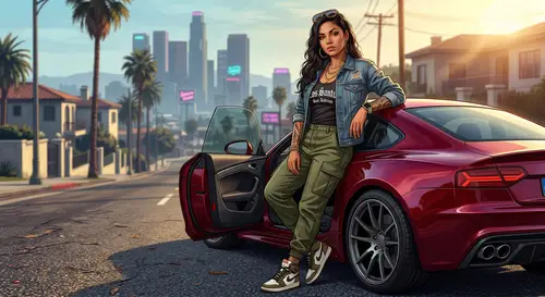 Hyperrealistic GTA Style 3D Rendering of Young Woman